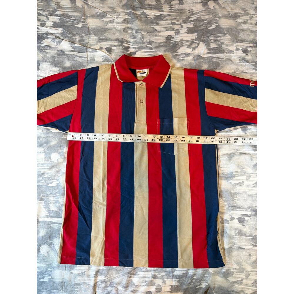 Action Gear Polo Short Sleeve Shirt Red Blue Tan Rugby Men’s Medium Vintage USA - Picture 2 of 8